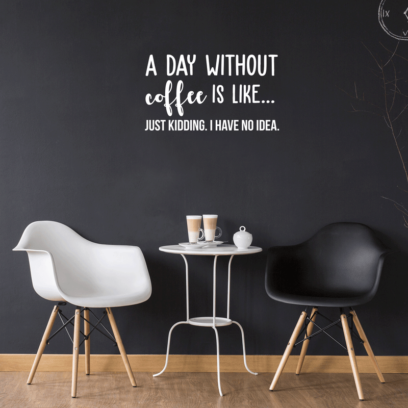 Vinyl Wall Art Decal - A Day Without Coffee Is Like - 17" x 30" - Trendy Funny Quote For Coffee Lovers Home Kitchen Living Room Coffee Shop Office Cafe Decoration Sticker 2