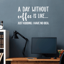 Vinyl Wall Art Decal - A Day Without Coffee Is Like - 17" x 30" - Trendy Funny Quote For Coffee Lovers Home Kitchen Living Room Coffee Shop Office Cafe Decoration Sticker 3