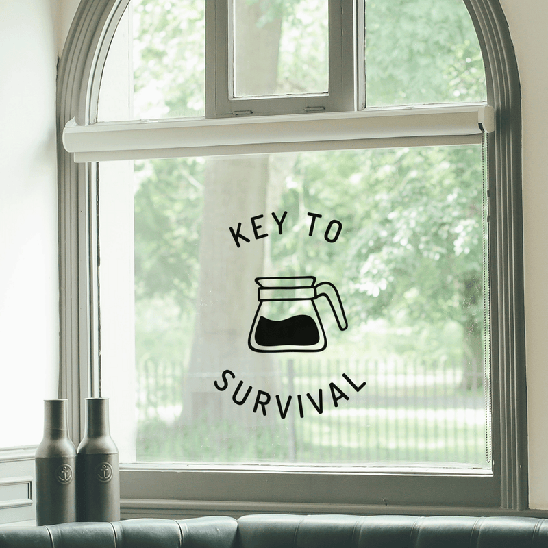 Vinyl Wall Art Decal - Key To Survival - 22" x 17" - Trendy Funny Quote For Coffee Lovers Home Kitchen Living Room Coffee Shop Office Cafe Decoration Sticker 2