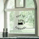 Vinyl Wall Art Decal - Key To Survival - Trendy Funny Quote For Coffee Lovers Home Kitchen Living Room Coffee Shop Office Cafe Decoration Sticker 3