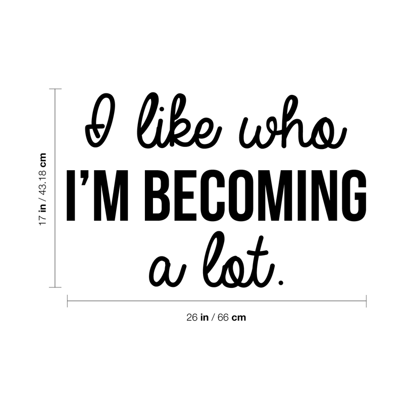 Vinyl Wall Art Decal - I Like Who I'm Becoming A Lot - Modern Inspirational Self Esteem Quote For Home Bedroom Closet Living Room Apartment Office Decor Sticker 4