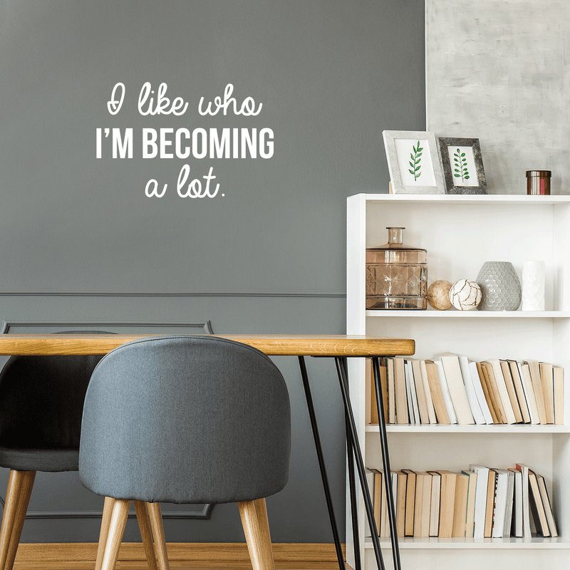 Vinyl Wall Art Decal - I Like Who I'm Becoming A Lot - 17" x 26" - Modern Inspirational Quote For Home Bedroom Closet Living Room Apartment Office Decor Sticker 1