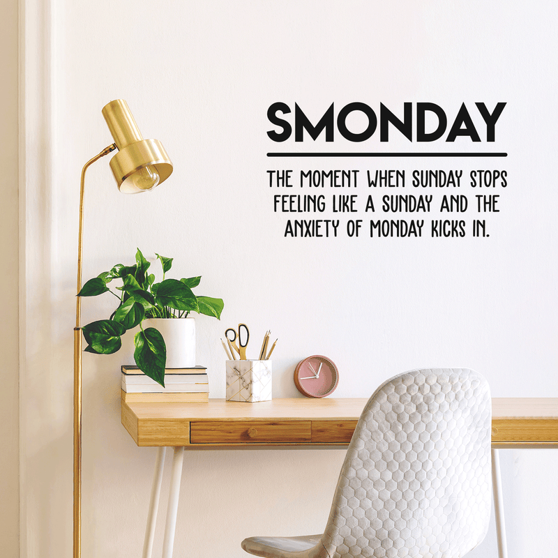 Vinyl Wall Art Decal - Smonday The Moment When Sunday Stops - Modern Funny Monday Quote For Home Bedroom Closet Living Room Kitchen Office Decor Sticker 3