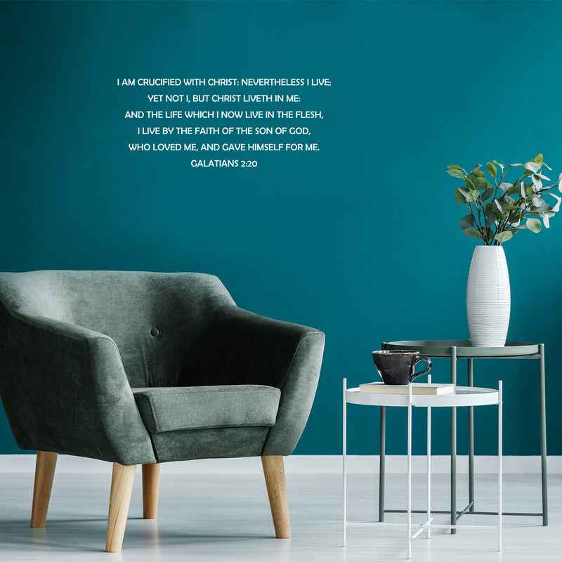 Vinyl Wall Art Decal - Galatians 2:20 I Am Crucified With Christ - Modern Inspirational Religious Bible Passage Quote For Home Bedroom Office Church Decoration Sticker 2