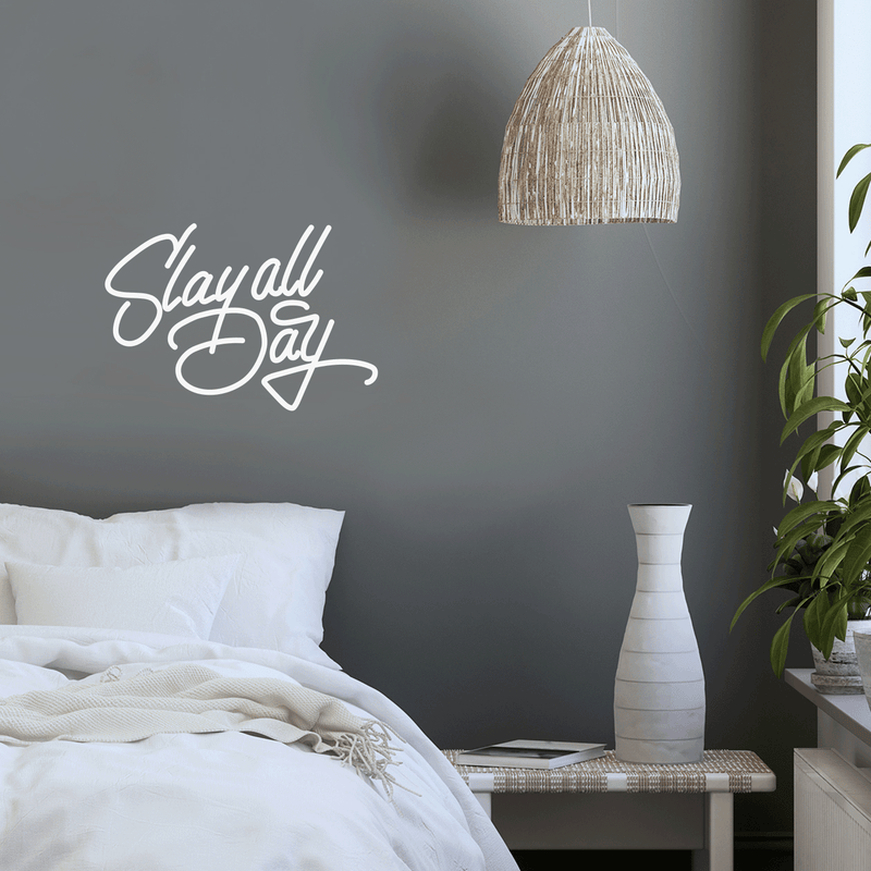 Vinyl Wall Art Decal - Slay All Day - 17" x 25" - Trendy Motivational Quote For Home Apartment Bedroom Closet Living Room Office Workplace Decoration Sticker 2