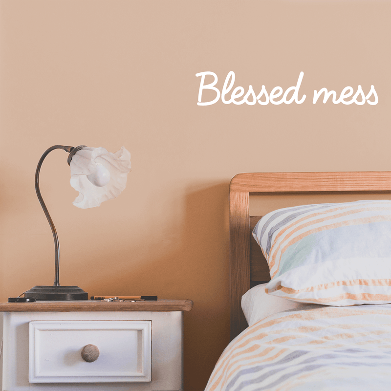 Vinyl Wall Art Decal - Blessed Mess - 3" x 15" - Modern Funny Inspirational Quote For Home Teens Bedroom Bathroom Closet Living Room Office Decoration Sticker 2