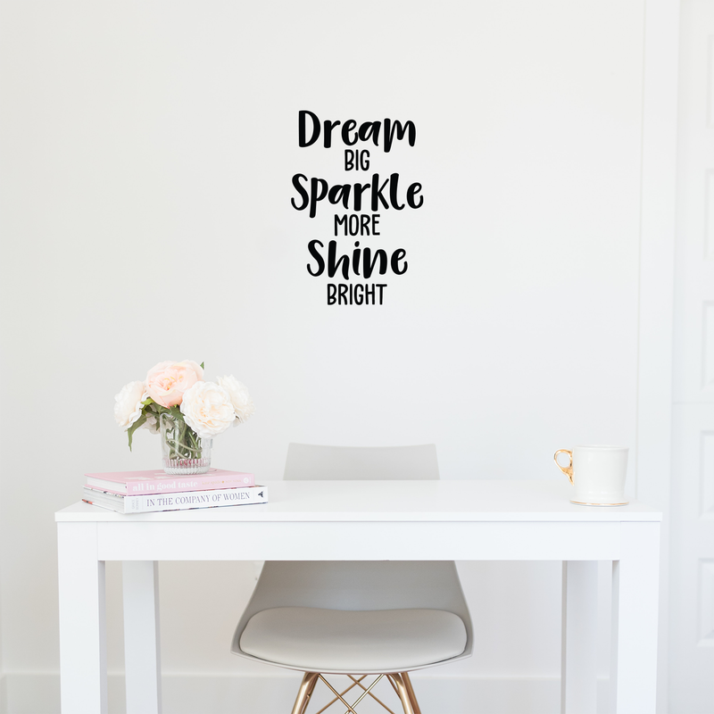 Vinyl Wall Art Decal - Dream Big Sparkle More Shine Bright - 25" x 17" - Modern Motivational Quote For Home Bedroom Living Room Office Workplace School Decoration Sticker 2