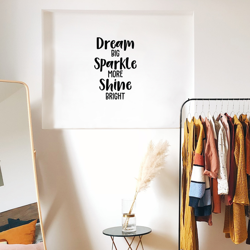 Vinyl Wall Art Decal - Dream Big Sparkle More Shine Bright - 25" x 17" - Modern Motivational Quote For Home Bedroom Living Room Office Workplace School Decoration Sticker 5