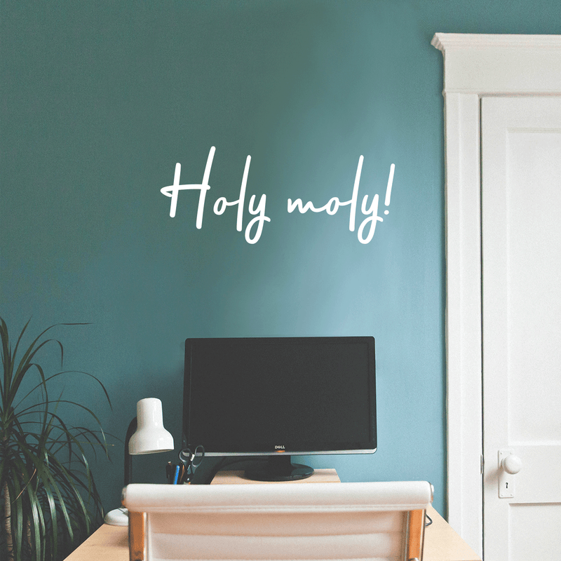 Vinyl Wall Art Decal - Holy Moly - 12.5" x 30" - Modern Funny Surprise Slang Words Quote For Home Teens Room Living Room Bedroom Kitchen Closet Decoration Sticker 4