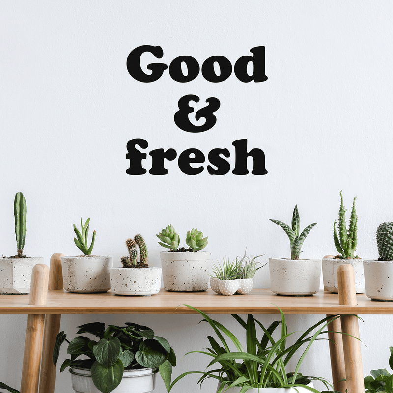 Vinyl Wall Art Decal - Good & Fresh - Trendy Food Nature Plants Quote For Home Kitchen Fridge Restaurant Patio Grocery Store Decoration Sticker 3