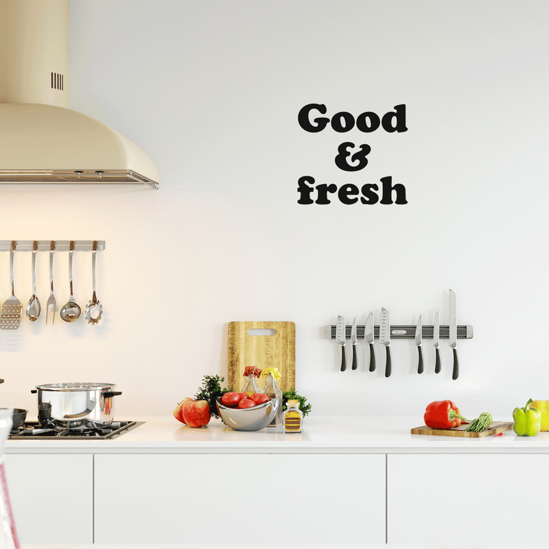 Vinyl Wall Art Decal - Good & Fresh - 22" x 24" - Trendy Food Nature Plants Quote For Home Kitchen Fridge Restaurant Patio Grocery Store Decoration Sticker 3