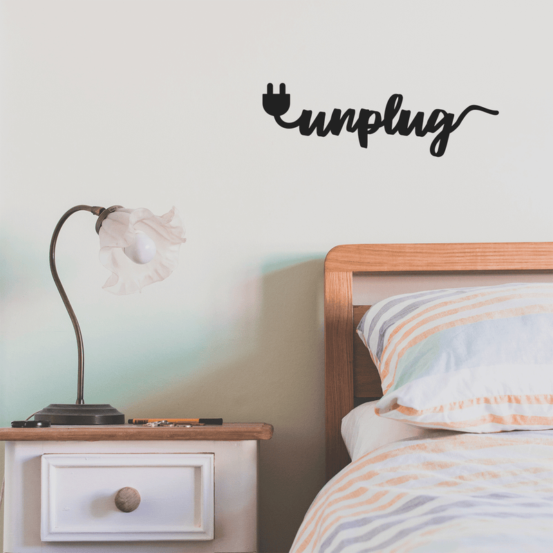 Vinyl Wall Art Decal - Unplug - Trendy Inspirational Self-Care Quote For Home Apartment Bedroom Closet Living Room Office Decoration Sticker 2