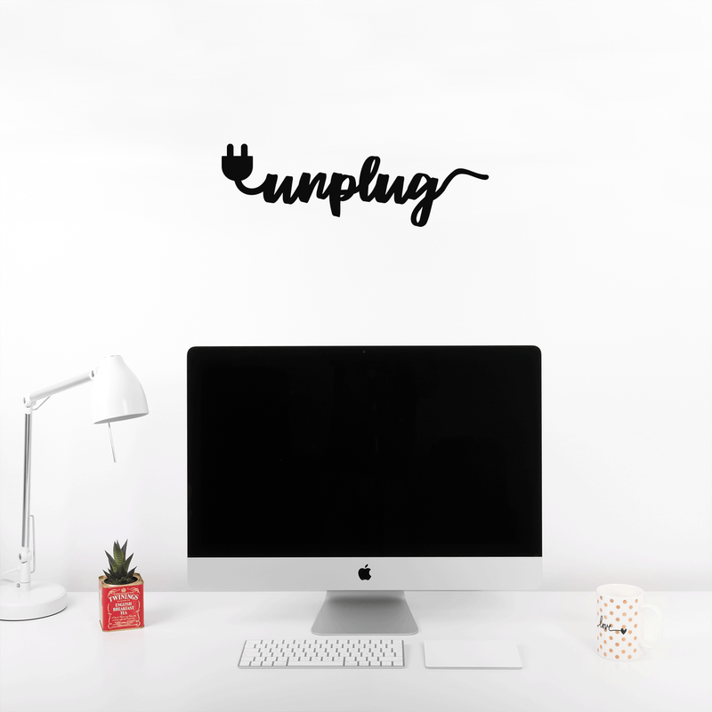 Vinyl Wall Art Decal - Unplug - 6" x 18" - Trendy Inspirational Self-Care Quote For Home Apartment Bedroom Closet Living Room Office Decoration Sticker 3