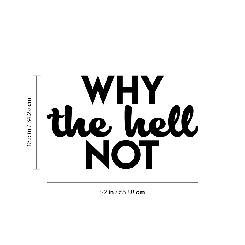 Vinyl Wall Art Decal - Why The Hell Not - 13.5" x 22" - Motivational Courage Funny Sticker Quote For Home Bedroom Living Room Coffee Shop Work Office Decor 3