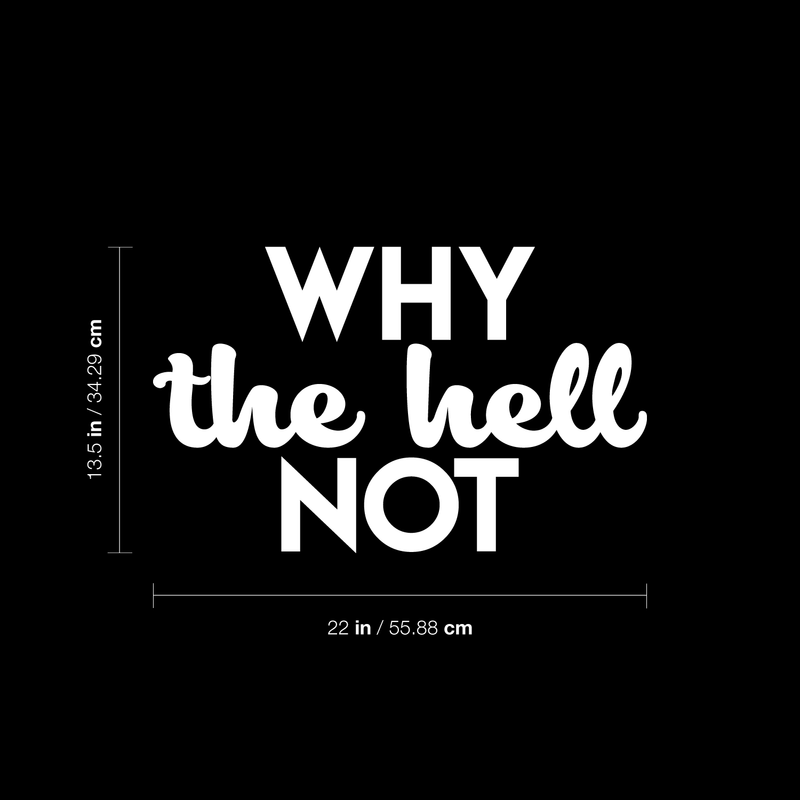 Vinyl Wall Art Decal - Why The Hell Not - 13.5" x 22" - Motivational Courage Funny Sticker Quote For Home Bedroom Living Room Coffee Shop Work Office Decor 5