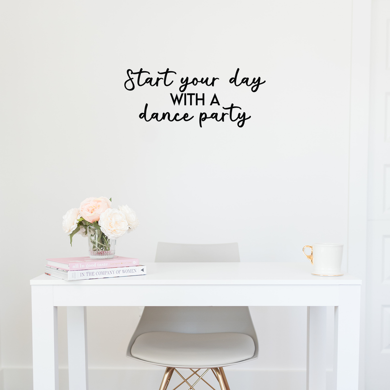 Vinyl Wall Art Decal - Start Your Day With A Dance Party - 10. Inspirational Sticker Quote For Home Bedroom Living Room Kitchen Coffee Shop Work Office Decor 2