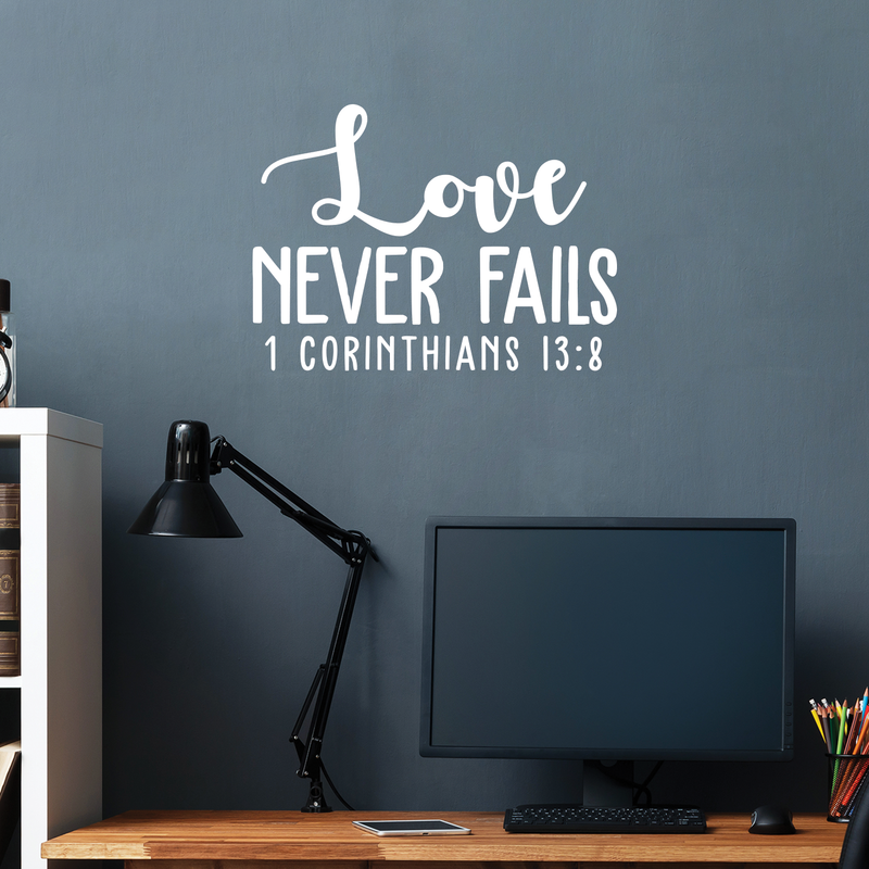 Vinyl Wall Art Decal - 1 Corinthians 13:8 Love Never Fails - 16" x 22" - Modern Inspirational Religious Bible Verse Quote For Home Bedroom Office Church Decoration Sticker 5