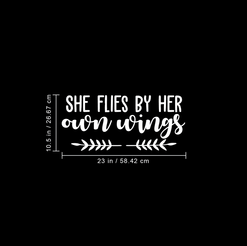 Vinyl Wall Art Decal - She Flies By Her Own Wings - 10.5" x 23" - Motivational Sticker Quote For Women Home Bedroom Living Room Girls Room Work Office Decor 4