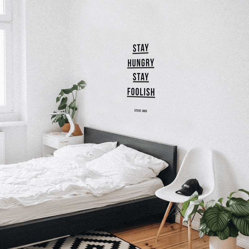 Vinyl Wall Art Decal - Stay Hungry Stay Foolish - 30" x 13" - Motivational Sticker Steve Jobs Quote For Home Bedroom Living Room Gym School Work Office Decor 2