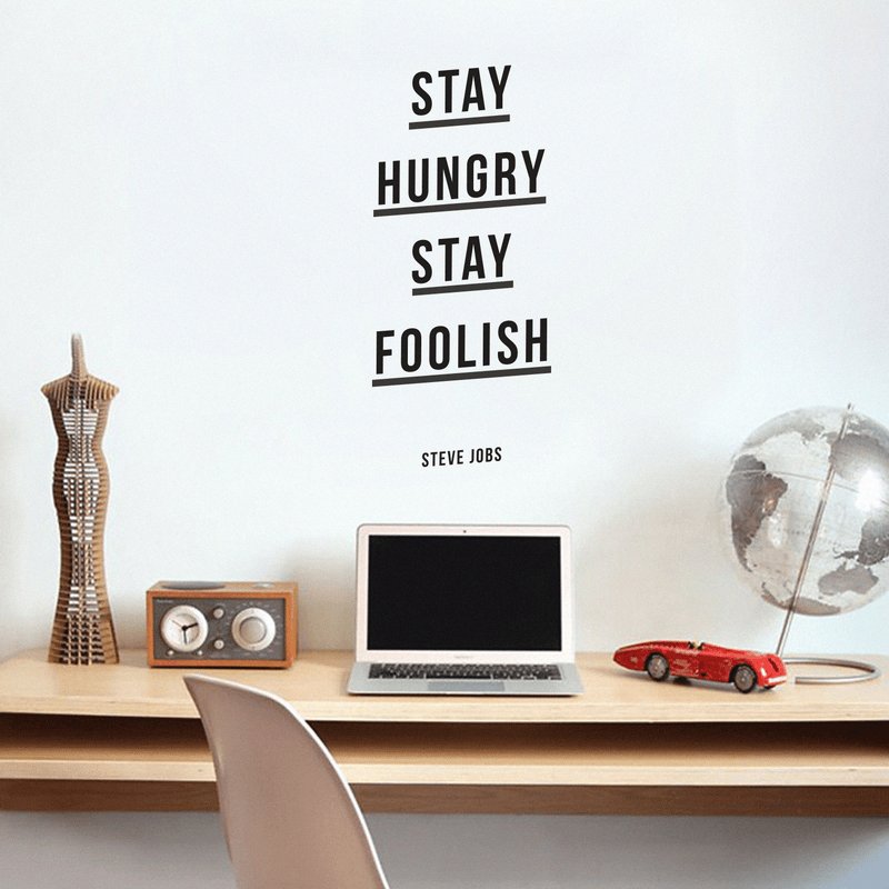 Vinyl Wall Art Decal - Stay Hungry Stay Foolish - 30" x 13" - Motivational Sticker Steve Jobs Quote For Home Bedroom Living Room Gym School Work Office Decor 3