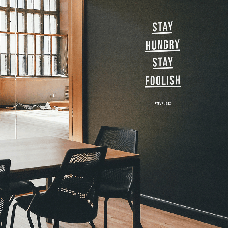 Vinyl Wall Art Decal - Stay Hungry Stay Foolish - 30" x 13" - Motivational Sticker Steve Jobs Quote For Home Bedroom Living Room Gym School Work Office Decor 2