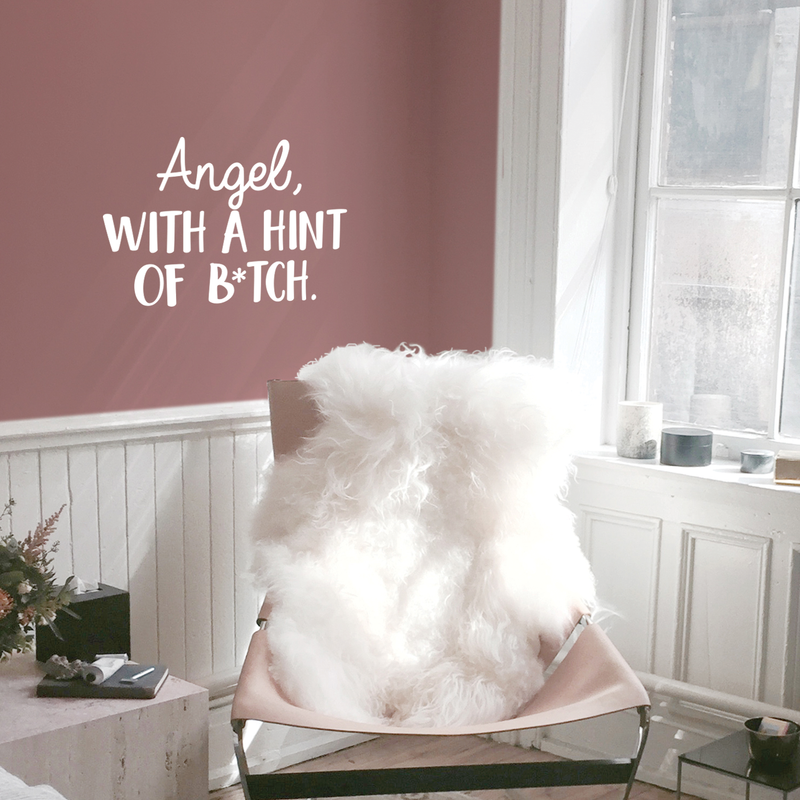 Vinyl Wall Art Decal - Angel With A Hint Of A B*tch - 17" x 24" - Modern Humorous Quote Sticker For Home Bedroom Living Room Coffee Shop Work office Decor 1