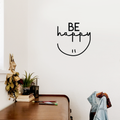 Vinyl Wall Art Decal - Be Happy - 17" x 17" - Modern Inspirational Cute Quote Positive Sticker For Home Bedroom Apartment Kids Room Playroom Work Office Decor 1