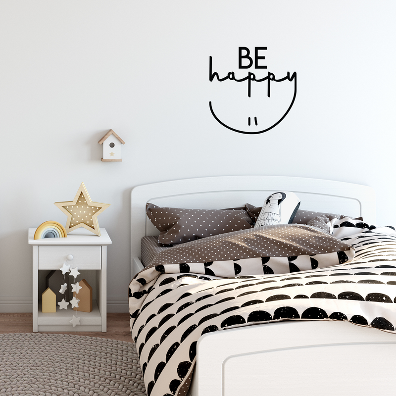 Vinyl Wall Art Decal - Be Happy - 17" x 17" - Modern Inspirational Cute Quote Positive Sticker For Home Bedroom Apartment Kids Room Playroom Work Office Decor 4