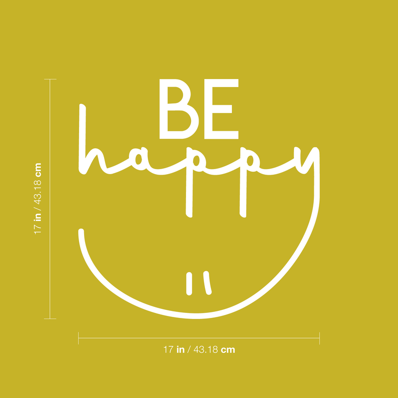 Vinyl Wall Art Decal - Be Happy - 17" x 17" - Modern Inspirational Cute Quote Positive Sticker For Home Bedroom Apartment Kids Room Playroom Work Office Decor 3