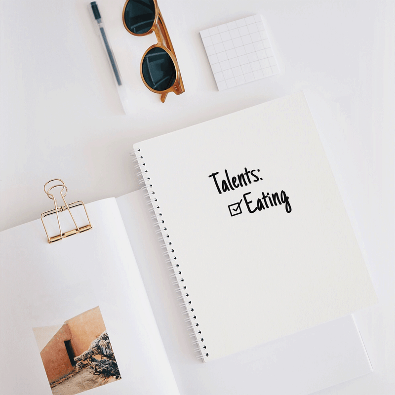 Vinyl Wall Art Decal - Talents: Eating - 3.5" x 4" - Trendy Sarcastic Humorous Quote Checklist Sticker For Notebook Diary Tablet Cover School Book Decoration 1