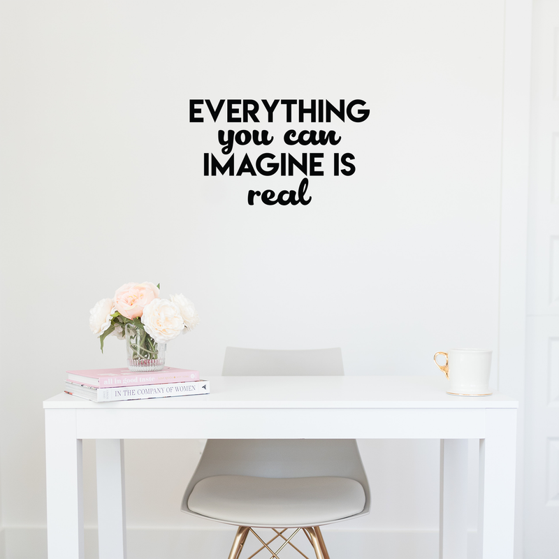 Vinyl Wall Art Decal - Everything You Can Imagine Is Real - 13" x 22" - Modern Inspirational Quote Positive Sticker For Home Bedroom Living Room Work Office Decor 4