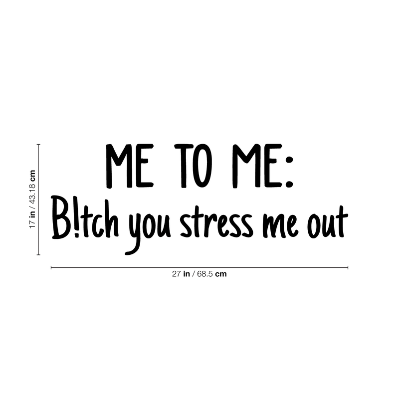 Vinyl Wall Art Decal - Me To Me: B!tch You Stress Me Out - 17" x 27" - Modern Humorous Quote Sticker For Home Bedroom Closet Living Room Bathroom Apartment Work office Decor 5