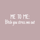 Vinyl Wall Art Decal - Me To Me: B!tch You Stress Me Out - 17" x 27" - Modern Humorous Quote Sticker For Home Bedroom Closet Living Room Bathroom Apartment Work office Decor 2
