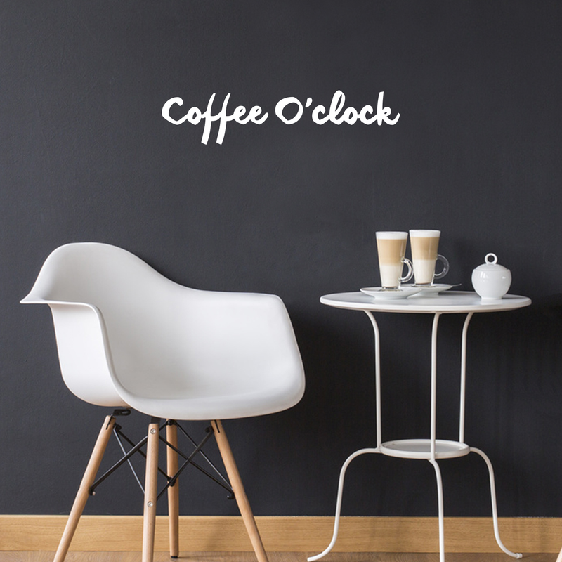 Vinyl Wall Art Decal - Coffee O Clock - 5" x 22" - Trendy Sticker Quote For Home Bedroom Living Room Dinning Room Kitchen Coffee Shop Cafe Office Decor 3