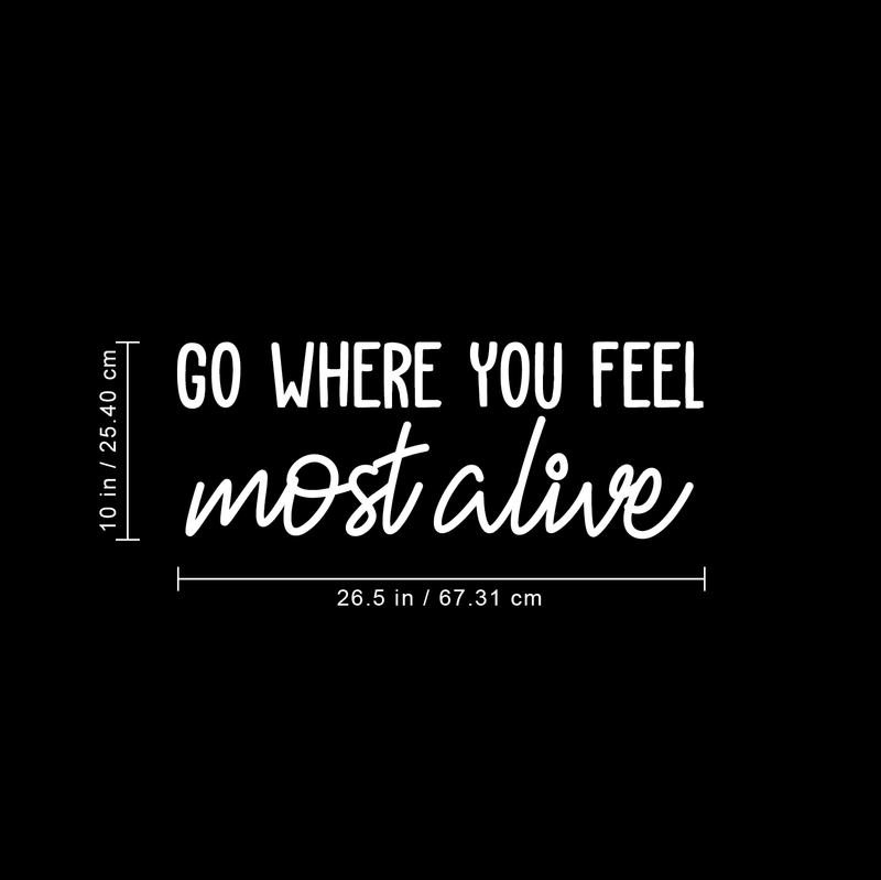 Vinyl Wall Art Decal - Go Where You Feel Most Alive - 10" x 26.5" - Modern Inspirational Life Quote Positive Sticker For Home Bedroom Closet Living Room Coffee Shop Work Office Decor 3