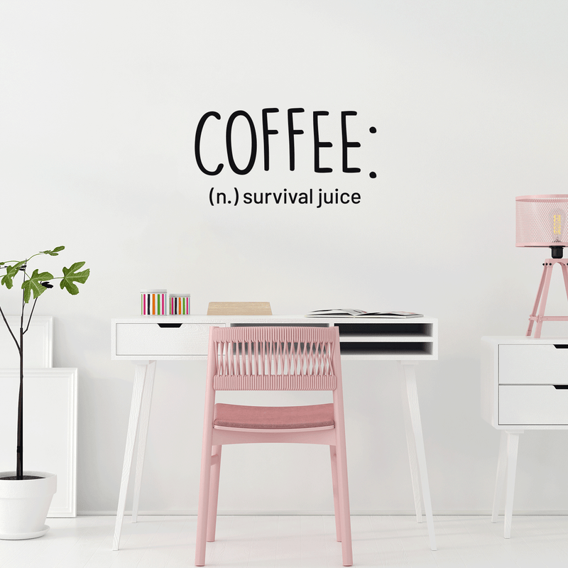 Vinyl Wall Art Decal - Coffee Definition Survival Juice - Modern Funny Sticker Quote For Home Bedroom Living Room Restaurant Kitchen Coffee Shop Cafe Decor 3