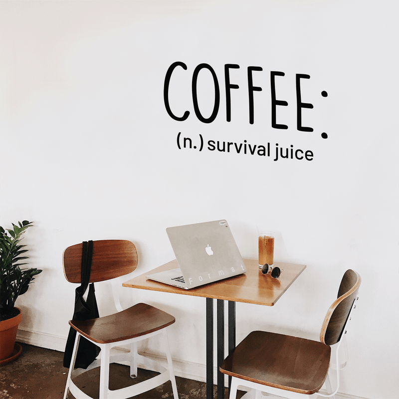 Vinyl Wall Art Decal - Coffee Definition Survival Juice - 17" x 31" - Modern Funny Sticker Quote For Home Bedroom Living Room Restaurant Kitchen Coffee Shop Cafe Decor 2