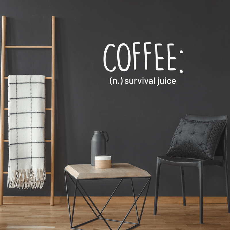 Vinyl Wall Art Decal - Coffee Definition Survival Juice - 17" x 31" - Modern Funny Sticker Quote For Home Bedroom Living Room Restaurant Kitchen Coffee Shop Cafe Decor 2