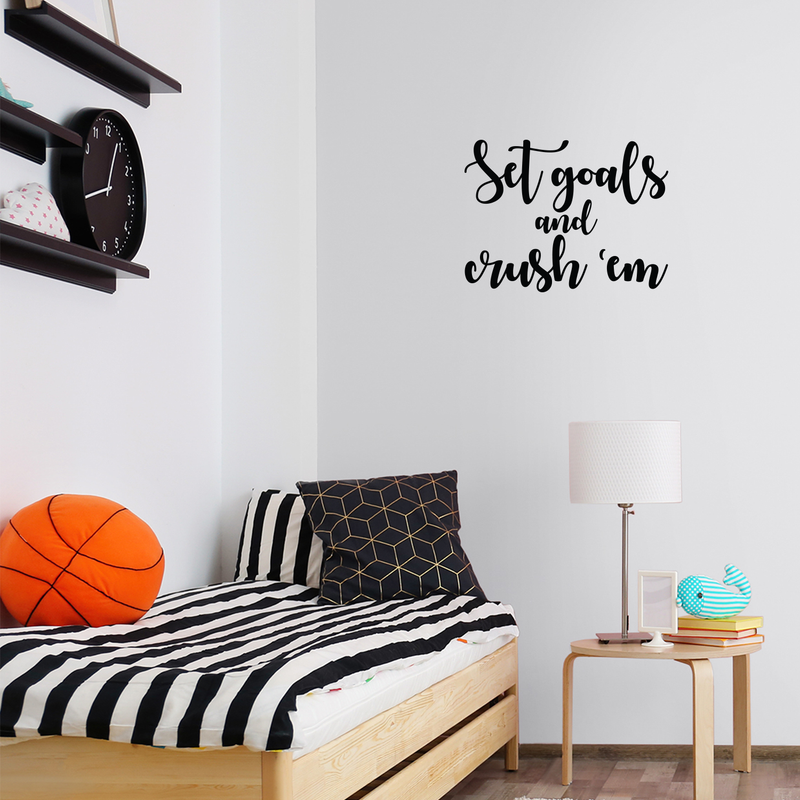 Vinyl Wall Art Decal - Set Goals And Crush'Em - 16.5" x 22" - Modern Motivational Quote Positive Sticker For Home Bedroom Kids Room Work Office Coffee Shop Decor 2