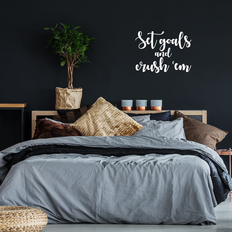 Vinyl Wall Art Decal - Set Goals And Crush'Em - 16.5" x 22" - Modern Motivational Quote Positive Sticker For Home Bedroom Kids Room Work Office Coffee Shop Decor 3