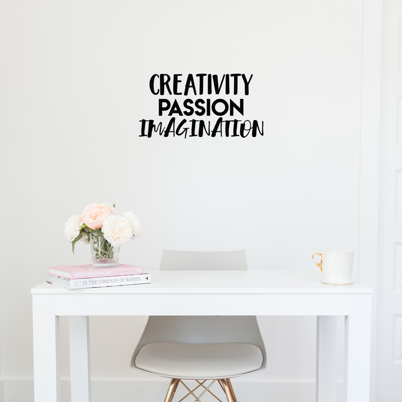 Vinyl Wall Art Decal - Creativity Passion Imagination - 11.5" x 22" - Trendy Inspirational Quote Positive Sticker For Home Office Teen Bedroom Kids Room Playroom School Coffee Shop Decor 5