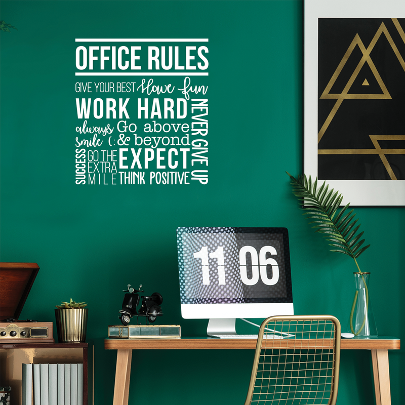 Vinyl Wall Art Decal - Office Rules Give Your Best Work Hard Never Give Up Think Positive - 40" x 36.5" - Modern Motivational Quote For Home Office Workplace School Decoration Sticker 2