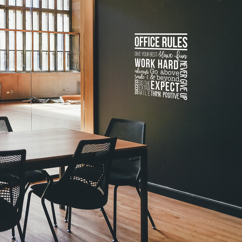 Vinyl Wall Art Decal - Office Rules Give Your Best Work Hard Never Give Up Think Positive - 40" x 36.5" - Modern Motivational Quote For Home Office Workplace School Decoration Sticker 3