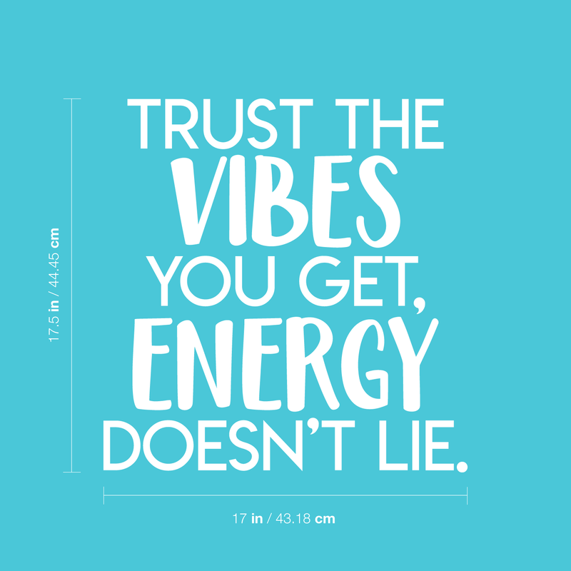 Vinyl Wall Art Decal - Trust The Vibes You Get; Energy Doesn't Lie  - 17.5" x 17" - Modern Inspirational Quote Positive Sticker For Home Office Bedroom Closet Living Room Coffee Shop Decor 4