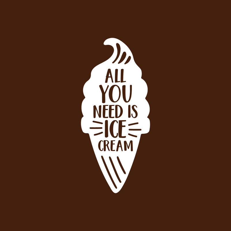 Vinyl Wall Art Decal - All You Need Is Ice Cream - 24.5" x 11" - Modern Funny Food Quote Cute Sticker Sugar Cone Shape For Kids Room Home Playroom Kitchen Coffee Shop Café Store Decor 1