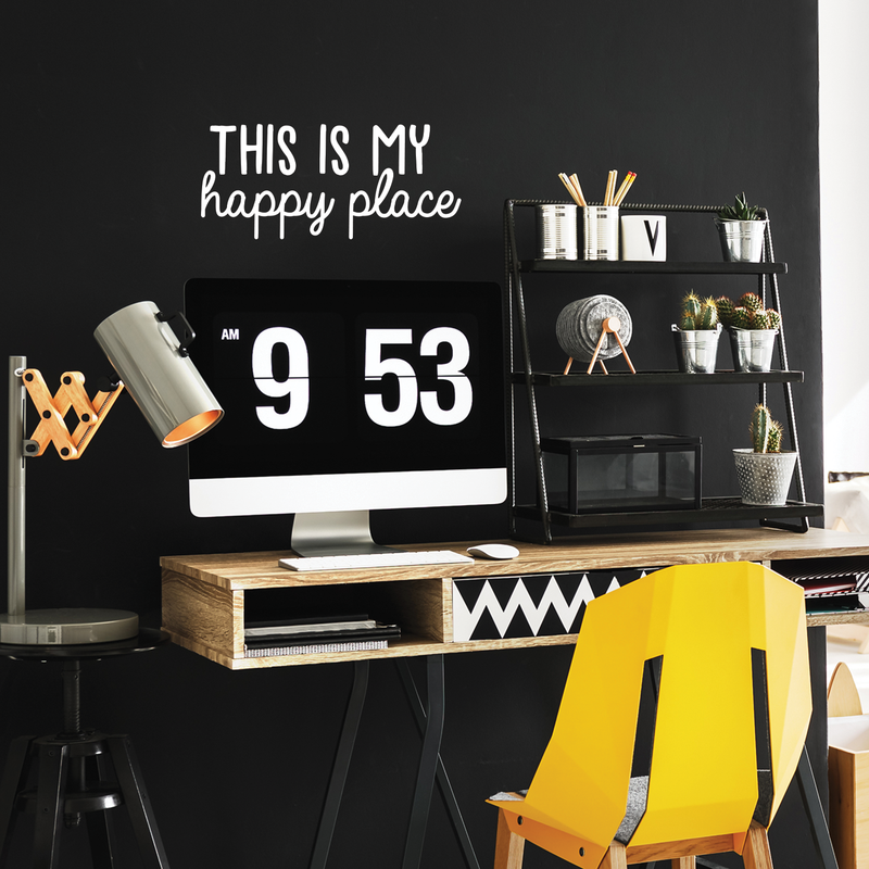 Vinyl Wall Art Decal - This Is My Happy Place - 10" x 22.5" - Modern Inspirational Quote Sticker For Home Apartment Office Workplace Bedroom Living Room Decor 3