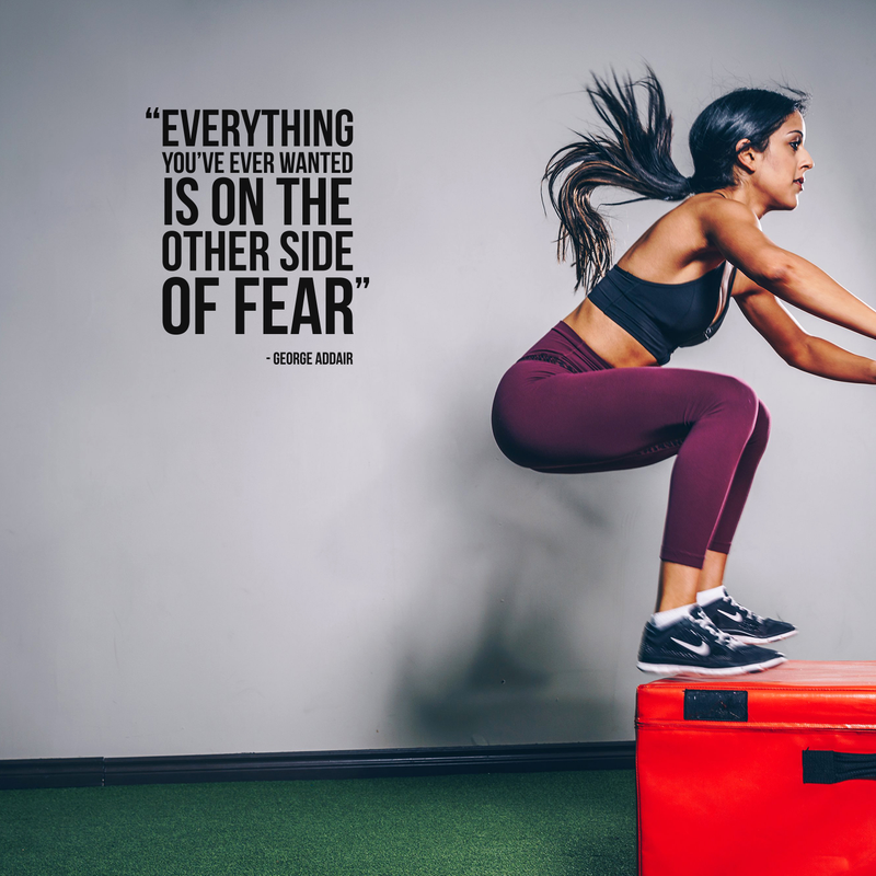 Vinyl Wall Art Decal - Everything You've Ever Wanted Is On The Other Side Of Fear - 20" x 17" - Modern Motivational Quote Sticker For Home Bedroom Gym Coffee Shop Work Office Decor 2