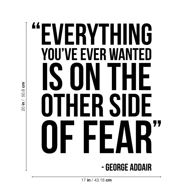 Vinyl Wall Art Decal - Everything You've Ever Wanted Is On The Other Side Of Fear - Modern Motivational Quote Sticker For Home Bedroom Gym Coffee Shop Work Office Decor 4