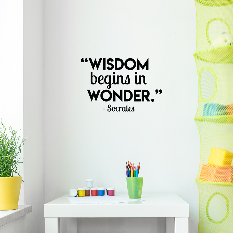 Vinyl Wall Art Decal - Wisdom Begins In Wonder; Socrates - 14.5" x 22" - Trendy Inspirational Philosophy Quote Sticker For Home Bedroom Living Room Work Office School Decor 3