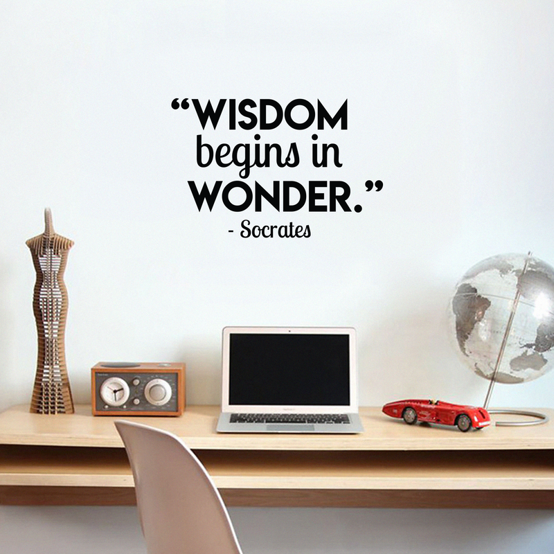 Vinyl Wall Art Decal - Wisdom Begins In Wonder; Socrates - 14.5" x 22" - Trendy Inspirational Philosophy Quote Sticker For Home Bedroom Living Room Work Office School Decor 2